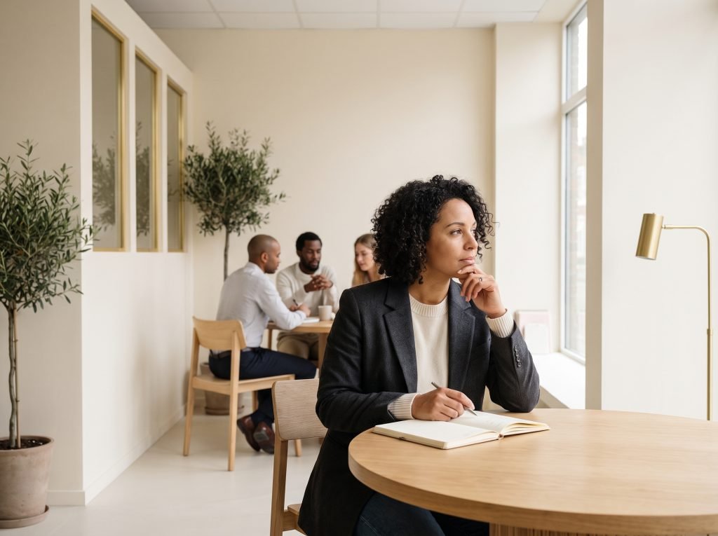 Adult learner attending a personal development workshop