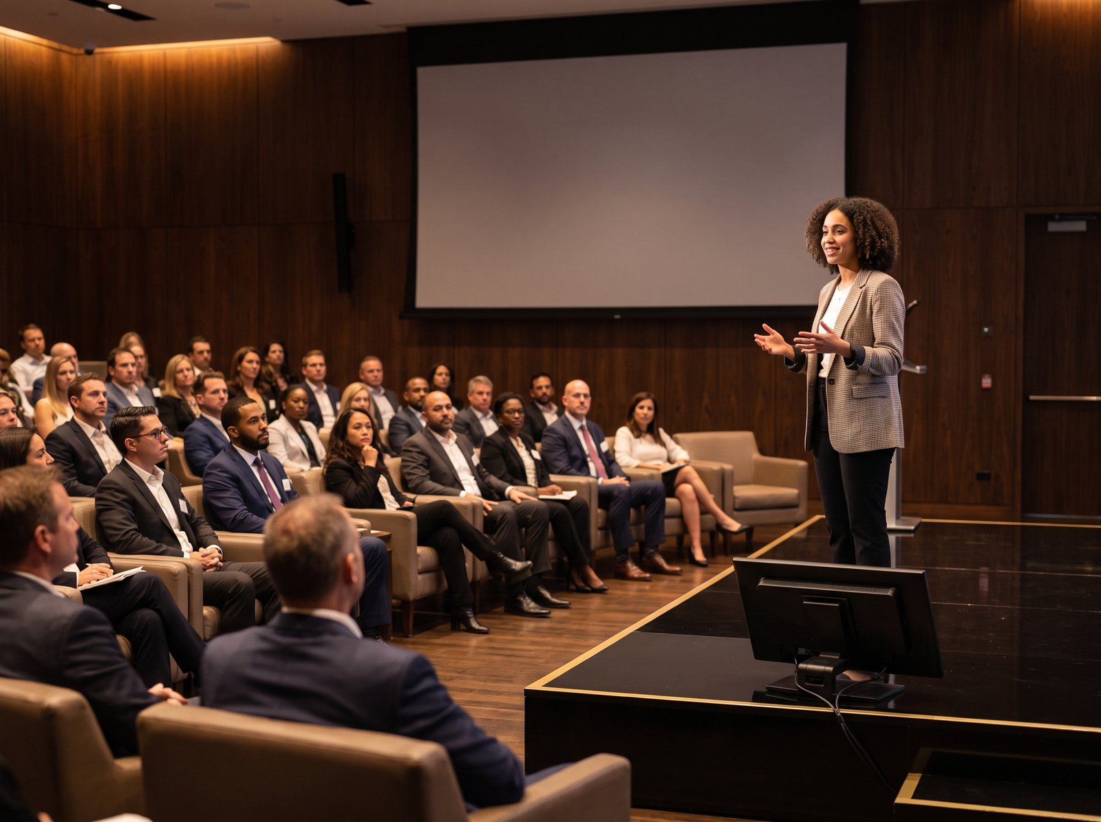 Woman presenting an idea to an audience