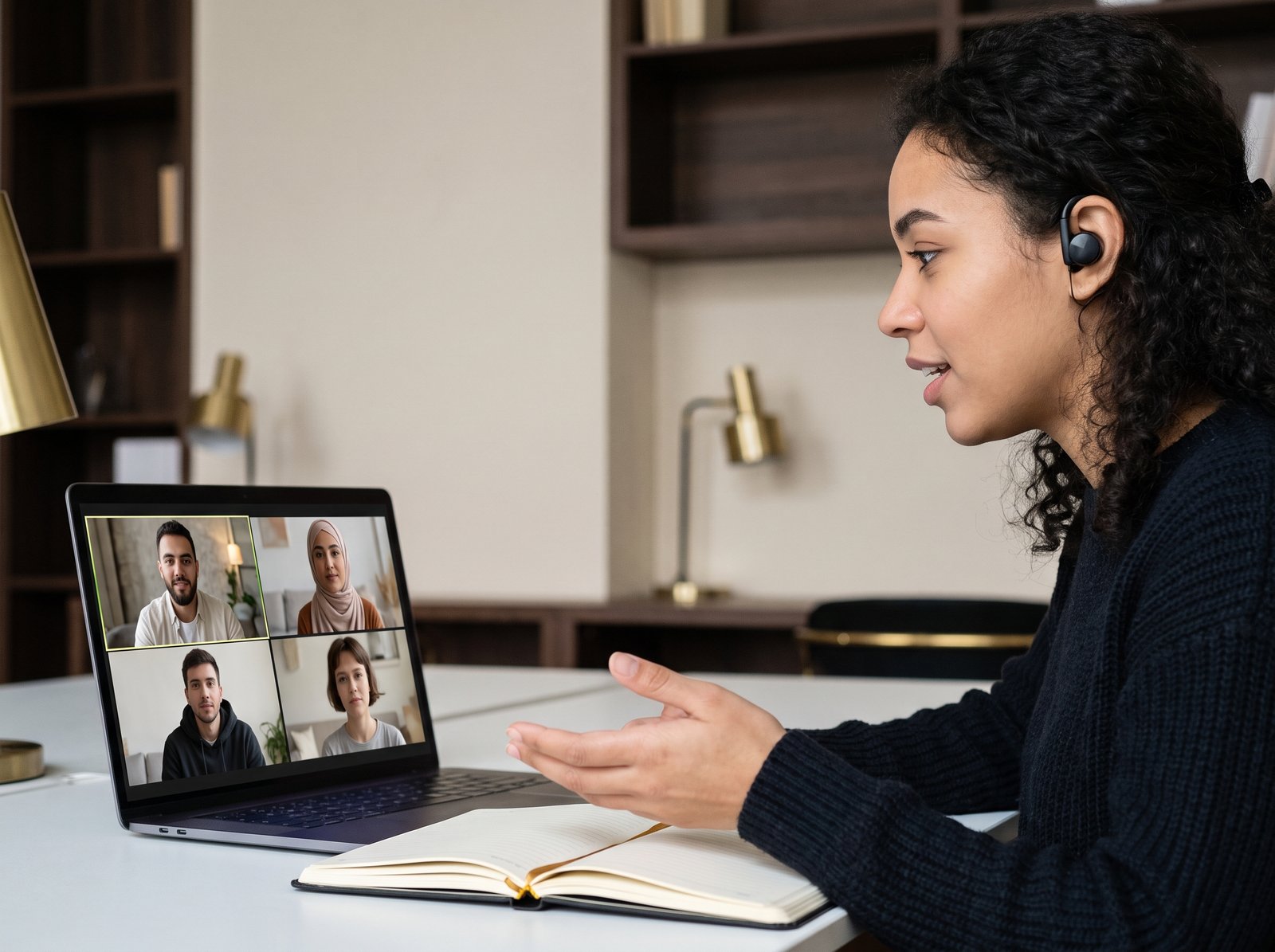 Young adults learning English together online